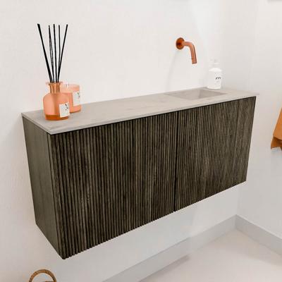 Toiletmeubel Mondiaz Joya Dlux | 90 cm | Meubelkleur Shadow | Faye wastafel Opalo Wasbak Rechts | Zonder kraangat(en)