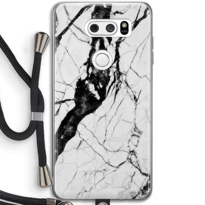 Witte marmer 2: LG V30 Transparant Hoesje met koord