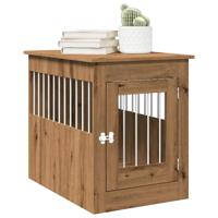 VidaXL Hondenbench 55x80x68 cm bewerkt hout artisanaal eikenkleurig VidaXL Hondenbench 55x80x68 cm bewerkt hout artisanaal eikenkleurig
