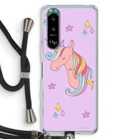 Roze eenhoorn: Sony Xperia 5 III Transparant Hoesje met koord