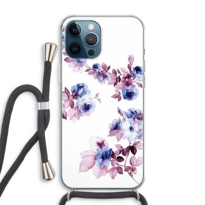 Waterverf bloemen: iPhone 12 Pro Max Transparant Hoesje met koord