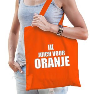 Ik juich voor oranje supporter cadeau tas oranje voor dames en heren