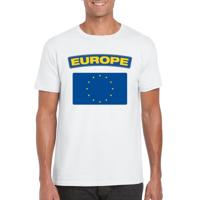 Europa supporters t-shirt - met vlag print - wit - voor heren - landen - kleding