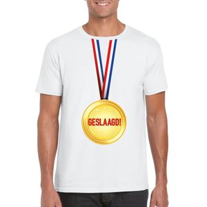 Geslaagd medaille t-shirt wit heren