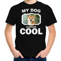 Honden liefhebber shirt Shiba inu my dog is serious cool zwart voor kinderen - thumbnail