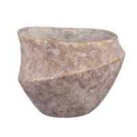 Rishell Bronzen cementen ronde pot met lijn groot L.