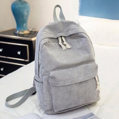 Zachte stof rugzak vrouwelijke corduroy design school rugzak voor tiener meisjes vrouwen (lichtgrijs)