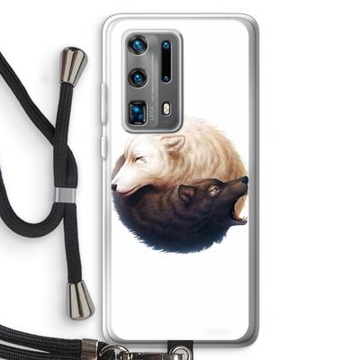 Yin Yang Wolves: Huawei P40 Pro Plus Transparant Hoesje met koord