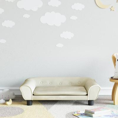Kinderbank 70x45x26 cm fluweel crmekleurig
