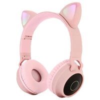 Opvouwbare Bluetooth Cat Ear-hoofdtelefoon voor kinderen (Bulkverpakking) - roze - thumbnail