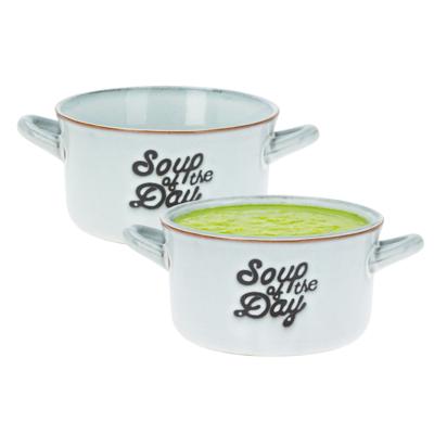 Soepkommen/serveer schaaltjes - 2x - met oor - porselein - 500ml - lichtblauw Soepkommen/serveer schaaltjes - 2x - met oor - porselein - 500ml - lichtblauw