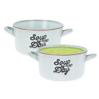 Soepkommen/serveer schaaltjes - 2x - met oor - porselein - 500ml - lichtblauw