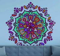 Stickers bloemenpatroon Mandala vol kleuren - thumbnail