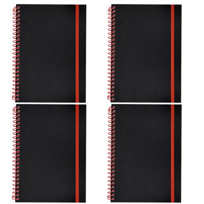 Notitieboekje Bilbo - 4x - A5 formaat - zwart / rood - 14 x 21 cm ? flexibele kaft ? lijntjes schrif