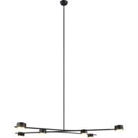 LED Hanglamp - Trio Select Coda - 6 Lichtpunten - GX53-fitting - Draaibaar - Hoogte Aanpasbaar - IP20 - Zwart/Goud - Metaal