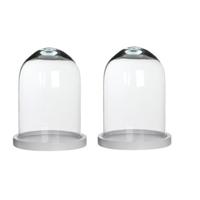 Mica Decorations Stolp Hella - 2x - glas en wit eikenhout - 17 x 23 cm Mica Decorations Stolp Hella - 2x - glas en wit eikenhout - 17 x 23 cm