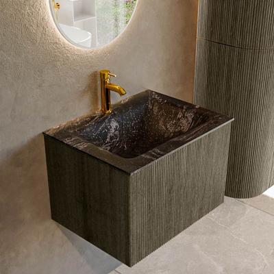 Badmeubel Mondiaz Kurve-Dlux | 60 cm cm | Meubelkleur Shadow | Wastafelkleur Lava | Solid surface | Wasbak midden spoelbak | 1 kraangat