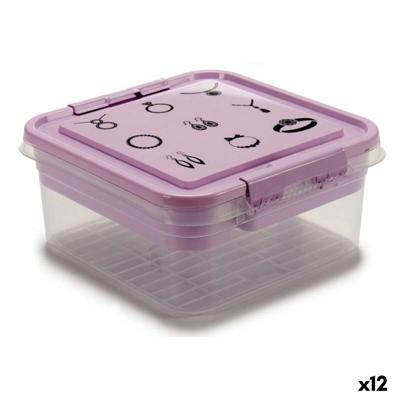Doos-Juwelenkistje Gondol G-610 B G-610 B Paars Transparant Plastic 24,5 x 11,5 x 26 cm (12 Stuks)