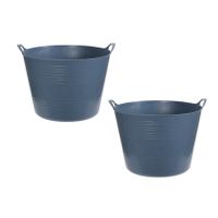 2x stuks flexibele kuip emmers/wasmanden rond blauw 40 liter - thumbnail