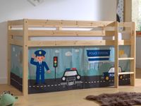 Bed ALIZE halfhoogslaper 90x200 cm natuurlijk pijnboom tent Police - thumbnail