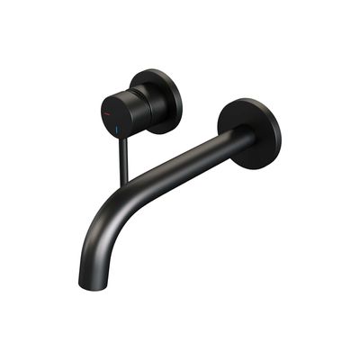 Brauer Black Edition Wastafelmengkraan inbouw - gebogen uitloop rechts - hendel lang smal - model A2 - mat zwart 5-S-083