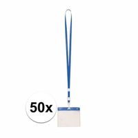 Lanyard keycord incl. naamkaartjes houder blauw 11,2 x 58 cm 50 st   -