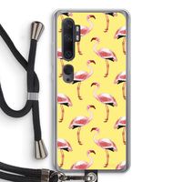 Flamingo's geel: Xiaomi Mi Note 10 Pro Transparant Hoesje met koord