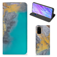 Samsung Galaxy S20 Standcase Marble Blue Gold - thumbnail