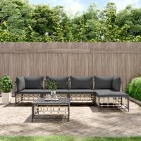 6-delige Loungeset met kussens poly rattan antracietkleurig