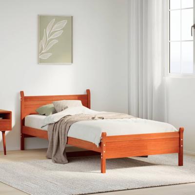 Bedframe zonder matras massief grenenhout wasbruin 75x190 cm