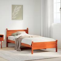Bedframe zonder matras massief grenenhout wasbruin 75x190 cm
