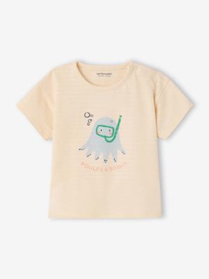 T-shirt met kreeftmotief voor babyjongen met drukknoopjes op de schouder ecru T-shirt met kreeftmotief voor babyjongen met drukknoopjes op de schouder ecru
