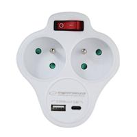 Esperanza ELK311W Elektrische splitter 2 GN. USB-C USB-A AAN. Wit Esperanza ELK311W Elektrische splitter 2 GN. USB-C USB-A AAN. Wit