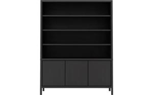 Goossens Excellent Buffetkast Sira Line, 3 dichte deuren 4 open vakken, grijs eiken, 160 x 210 x 45 cm, stijlvol landelijk