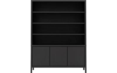 Goossens Excellent Buffetkast Sira Line, 3 dichte deuren 4 open vakken, grijs eiken, 160 x 210 x 45 cm, stijlvol landelijk