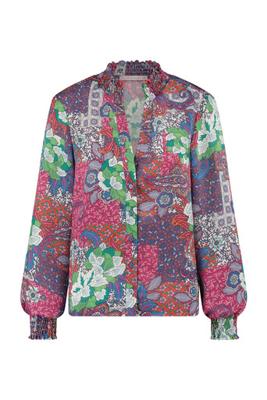 Kyara flower blouse - purple/shirtblue - 08249 Kyara flower blouse - purple/shirtblue - 08249