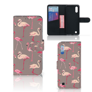 Samsung Galaxy M10 Telefoonhoesje met Pasjes Flamingo