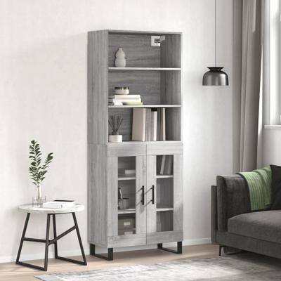 Hoge kast 69,5x34x180 cm bewerkt hout grijs sonoma eikenkleurig