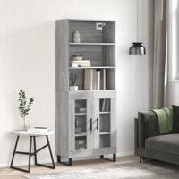 Hoge kast 69,5x34x180 cm bewerkt hout grijs sonoma eikenkleurig