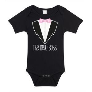 Bellatio Decorations baby rompertje - smoking/pak - zwart -?  roze strik - cadeau romper - kraamcadeau 92 (18-24 maanden)  -