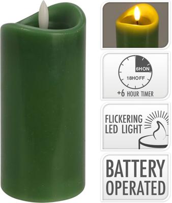 Led Candle 70X150 mm Oliv Green - Nampook