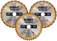 DeWALT DT1962 Cirkelzaagbladen Set 216mm (2X 24T 1X 40T)