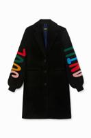 Stoffen jas met teksten op de mouwen - BLACK - XL