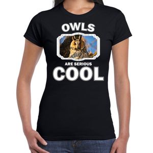 Dieren ransuil t-shirt zwart dames - owls are cool shirt