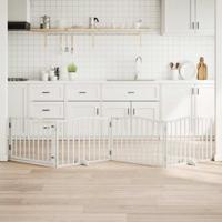 VidaXL Hondenhek met deur opvouwbaar 4 panelen wit 320 cm populierenhout