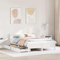 Bedframe zonder matras massief grenenhout wit 140x190 cm