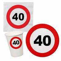 Verjaardag feestartikelen tafel dekken set 40 jaar verkeersbord - thumbnail