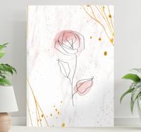 3D canvas schilderij Roos op gouden achtergrond