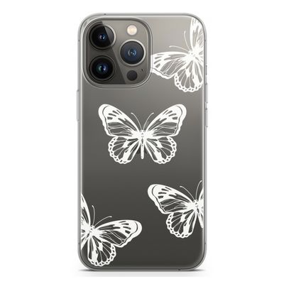 White butterfly: iPhone 13 Pro Transparant Hoesje