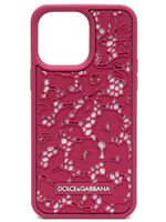 Dolce & Gabbana coque d'iPhone 14 Pro Max à fleurs en dentelle - Rose